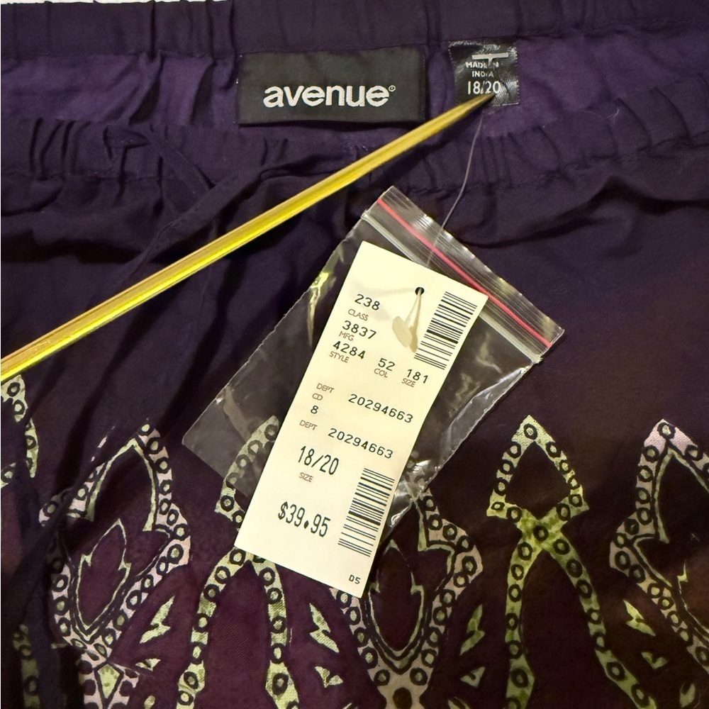 Avenue Women Plus 18/20 Purple Cotton Paisley/Floral NWT Long Ombré Spring Skirt - Picture 2 of 6